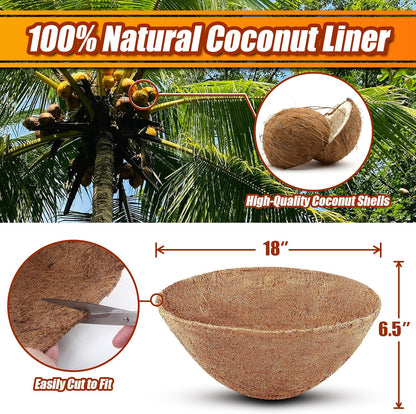 Coco Liners for Planters 18 Inch, 4 Pack Round Hanging Basket Liners, Coconut Fiber Liners for Planters Flowers Garden