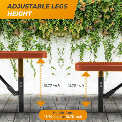 Heavy-Duty Outdoor Metal Bench, Thermoplastic-Coated, Inground, Weatherproof, Commercial-Grade for Parks, Gardens, Patios, Stores & More (8 Ft - Inground, Red)