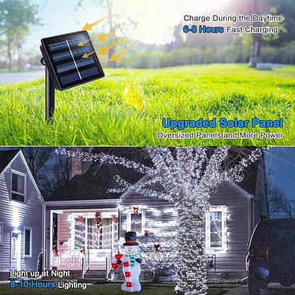 JMEXSUSS 2 Pack Solar String Lights Outdoor Waterproof, Total 400 LED 151FT Solar Christmas Lights Outdoor, 8 Modes White Solar Light for Outside Yard Patio Tree Garden Christmas Decorations
