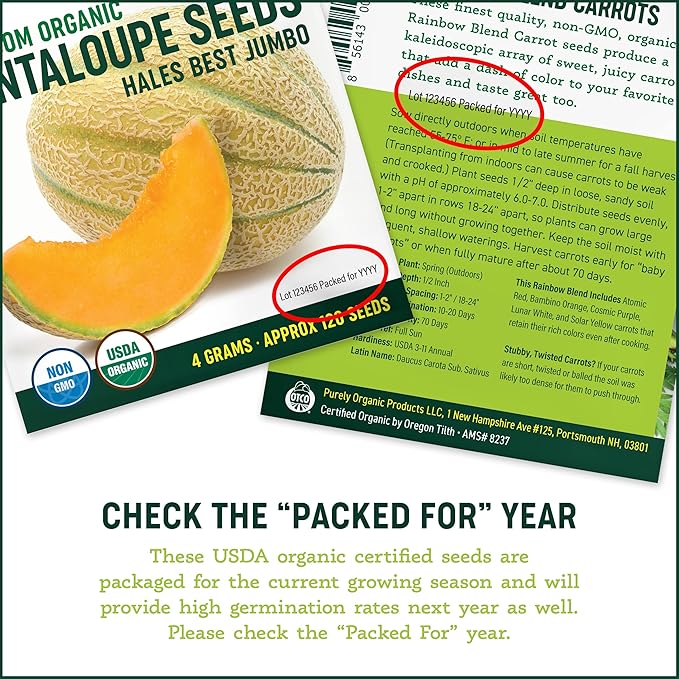 Purely Organic Vegetable Garden Starter Kit - Over 2500 Seeds - Certified Organic, Non-GMO, Open Pollinated, Heirloom, USA Origin