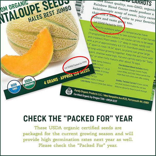 Purely Organic Vegetable Garden Starter Kit - Over 2500 Seeds - Certified Organic, Non-GMO, Open Pollinated, Heirloom, USA Origin