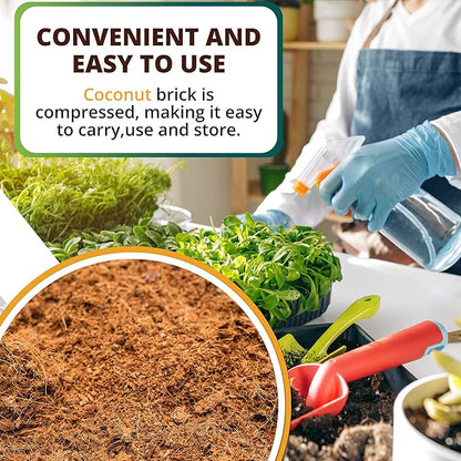 Coco Coir Brick 11 LB (5kg) - Premium Compressed Coconut Fiber Block for Indoor Plants, Seed Starting & Hydroponics - Low Salt Triple Washed - Expands to 75 Quarts - 100% Natural Peat Alternative