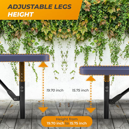 Heavy-Duty Outdoor Metal Bench, Thermoplastic-Coated, Inground, Weatherproof, Commercial-Grade for Parks, Gardens, Patios, Stores & More (6 Ft - Inground, Blue)