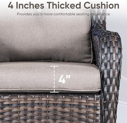 Patio Chair Cushions 5 Packs - Outside 22x24 High Back Water-Resistant Cushion with Zipper Cover for Outdoor Glider Rocking Chairs Loveseat 3-seat Couch Sofa – Grey/Buckle