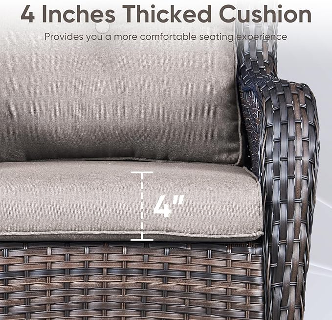 Outdoor Chair Cushions for Patio Furniture - 1 Pack Outside High Back Thick Water-Resistant Cushion 22x24 with Zipper Cover for Wicker Glider Rocking Chairs Loveseat Couch – Grey/Buckle