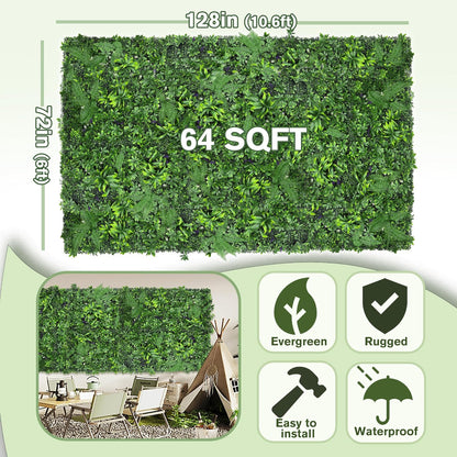 Artificial Green Boxwood Grass Wall Roll: 72"x128"(64 SQFT) UV Protected Ivy Privacy Hedge Fence Screen for Chain Link Fences Panel Indoor,Outdoor Patio Balcony & Garden