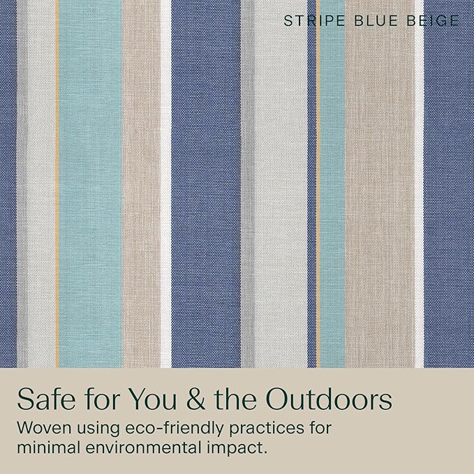 Honeycomb Outdoor Highback, 21 x 42, Stripe Blue & Beige Chair Cushion for Patio Furniture