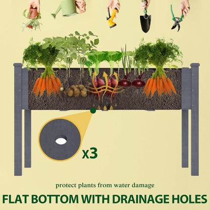 MUPATER 4x2FT Raised Garden Bed,Raised Garden Bed with Four Legs, Elevated Planter Box with Drainage Holes for Herbs, Flowers and Vegetables for Garden, Greenhous and Farm, Gray