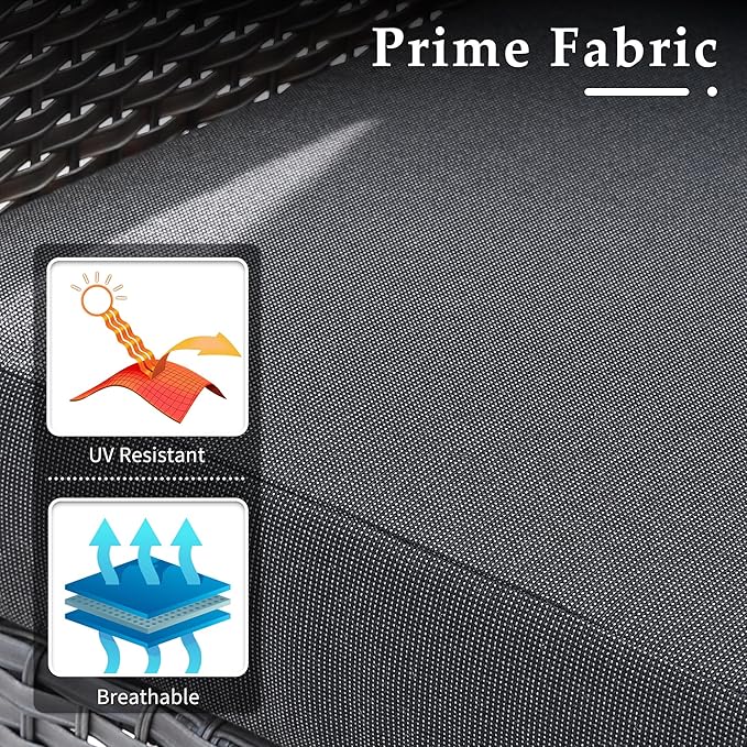 6-Piece Wicker Patio Furniture Set, All-Weather Rattan Conversation Bistro Loveseat Chair and Table Set for Backyard, Balcony and Deck with Soft Cushions and Metal Table(Black)