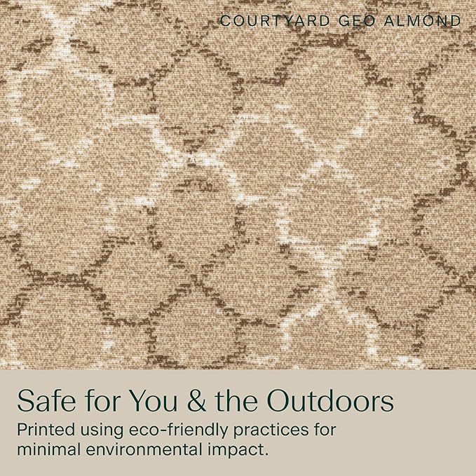 Honeycomb Outdoor Highback, 21 x 42, Courtyard Geo Almond Chair Cushion for Patio Furniture