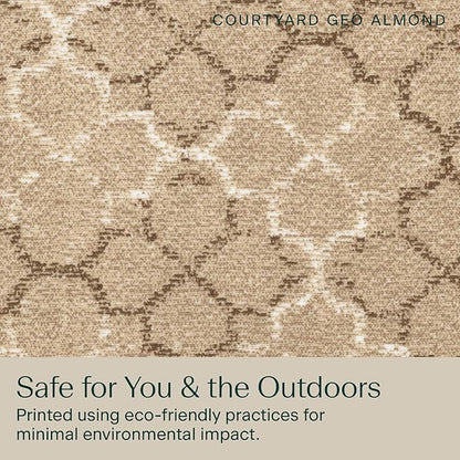 Honeycomb Outdoor Highback, 21 x 42, Courtyard Geo Almond Chair Cushion for Patio Furniture