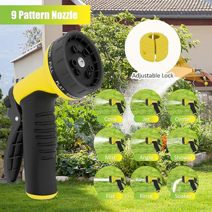 Aokia Retractable Garden Hose Reel, 100 ft x 1/2 inch Garden Hose with Auto Return System, Retractable Water Hose with 180°Swivel Wall Mounted Bracket, 9 Pattern Sprayer Nozzle & Any Length Lock