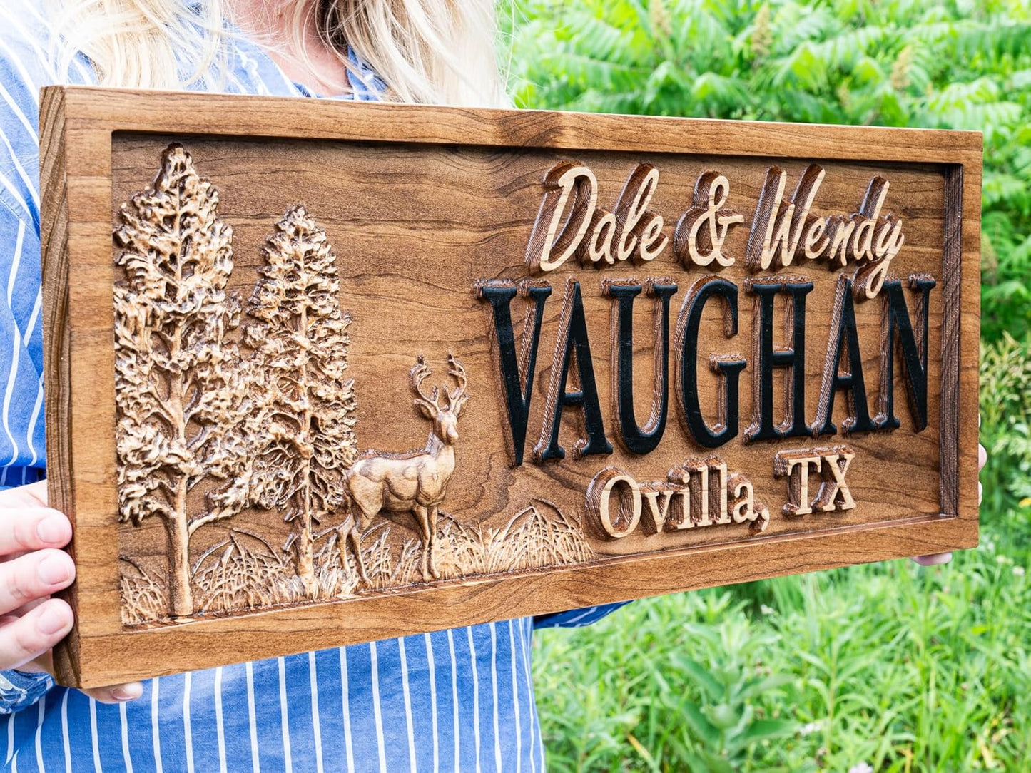 Outdoor Decor | Custom Wood Sign | Deer Hunting Gifts | Cabin Decor | Tree Wood 3D Family Name Sign | Last Name | Camper Decor | Camping Sign | Nature Sign | Outdoor Hunting