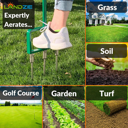 Landzie Lawn Aerator Replacement Tines - Set of 3 Spike Tines for Aerator Lawn Tool - 3 Heavy Duty Stainless Steel Manual Lawn Aerator Add-on Spike Tines for Compacted Soil - Manual Hand Coring Tool