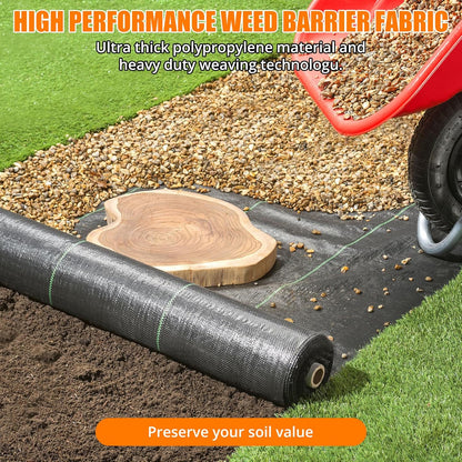 Towallmark Weed Barrier Landscape Fabric 5FTx300FT, Heavy Duty 4.1O Weed Block Gardening Ground Cover Mat, Weed Control Garden Cloth, Woven Geotextile Fabric for Underlayment, Driveway Fabric