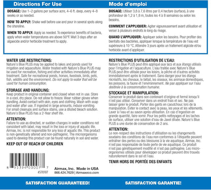 Airmax Pond Dye Plus, Nature's Blue Colorant & Natural Beneficial Bacteria, Large Pond & Lake Water Clarifier & Color Treatment, Shade Plants & Algae from Sunlight, Fish & Livestock Safe, 1 Gallon