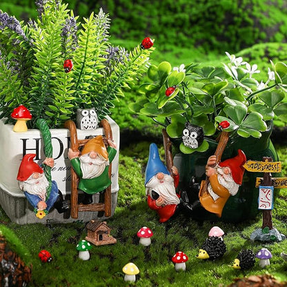 Jetec Gnomes Fairy Resin Statues Miniature Garden Accessories Mini Dwarf Figurine Fairy Miniature Ornament DIY Kit Micro Landscape Ornaments for Outdoor Indoor Patio Yard Lawn Garden ﻿ (Climb Gnomes)