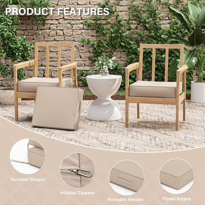 Patio Chair Cushions 18.5 X 16 X 4 Inch Waterproof Outdoor Seat Cushions for Patio Furniture, Outdoor Sofa Couch Pads with Ties & Handle, Set of 2, Sand
