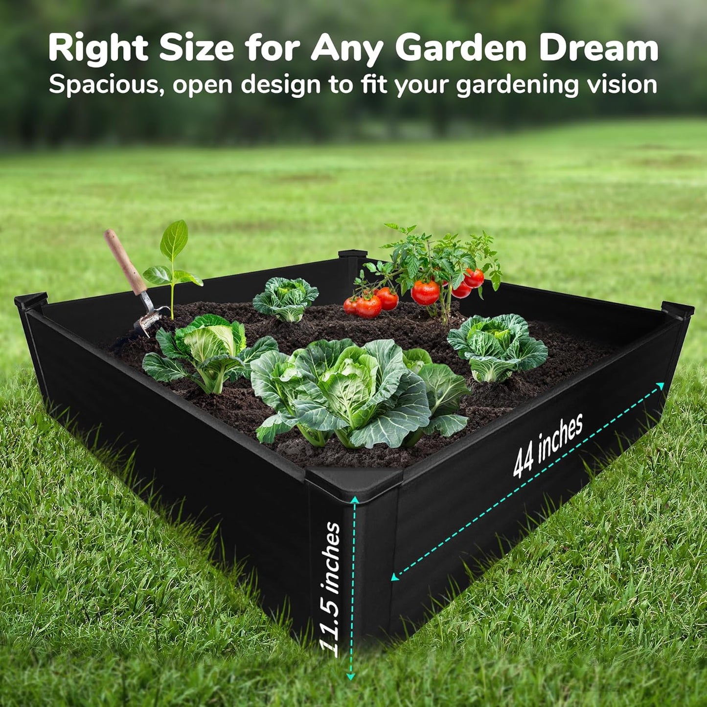 Raised Garden Bed - 4x4 ft Planter Box - Black HDPE - No Tools Needed - DIY Kit for Urban Gardening, Flowers, Herbs & Vegetables - Made in The USA