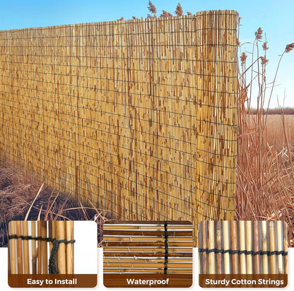 Natural Reed Fencing, Eco-Friendly Reed Fence, 4 feet High x 13.1 feet Long, Reed Screen for Backyard Patio Garden and More,Brown