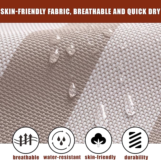 TegerDeger Anti-flip 12FT Hammock Large Hammock 450LB Capacity with Iron Spreader Bar & Nylon Rope for Outside, Patio, Garden, Backyard, Beach - Beige Strips