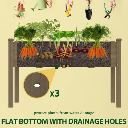 MUPATER 4'x2' Raised Garden Bed, Elevated Planter Box with Drainage Holes for Herbs and Vegetables, Raised Garden Bed with Four Legs for Garden, Patio and Greenhouse, Brown