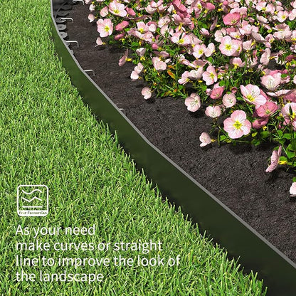 Landscape Edging 4 Inch Tall 60FT with 75Pcs Metal Spikes, Plastic Garden Edging Border Landscape Edging Border Lawn Edging for Landscaping, Flower Bed, Yard