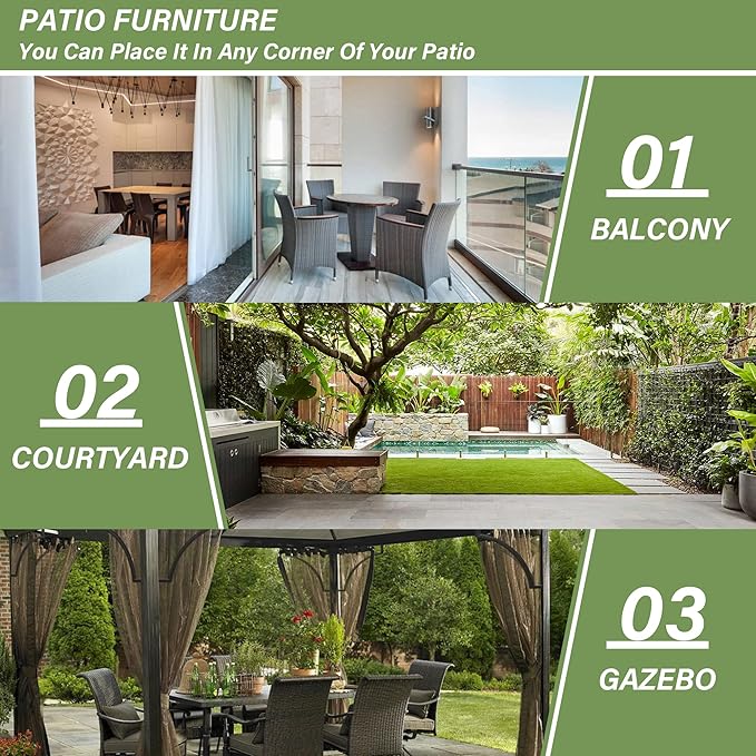 Kurapika 15-Piece Patio Furniture Outdoor Dining Set, Wicker Rattan Table and Chairs, Square Tempered Glass Tabletop With Umbrella Hole, 12 Chairs, Red