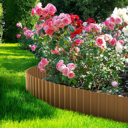 LAVEVE Corrugated Metal Garden Edging 8" x 20Ft, Landscape Edging Border for Lawn, Flower Bed, Garden Fence, Paver Edging (Bronze)