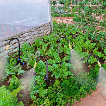 Zonon 10 Pcs Brass Misting Nozzles Tee with 8 Inch Built in Hose 360 Degree Rotation Adjustable Water Mister Nozzles Thread Sprayer 0.043" Misting Parts and Accessories for Patio Outdoor Cooling