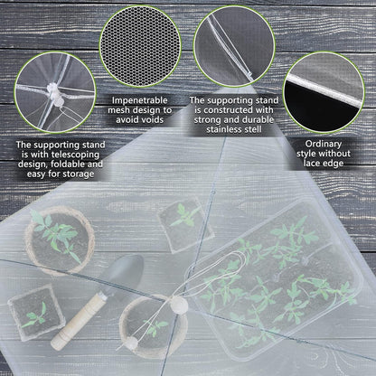 Sawysine 4 Pack Mesh Plant Cover Reusable Screen Cloche Dome Plant Protector Tent Collapsible Umbrella for Outdoor Garden Greenhouse Vegetable Flowers Strawberry from Animals(17 x 17 Inch,White)