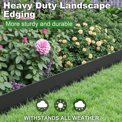 Steel Landscape Edging 6-Pack, 10" H X 40" L Bendable Metal Edging for Landscaping, No-Dig Metal Landscaping Edging for Yard, Lawn Edge, Pathway & Flower Beds (20Ft Total)