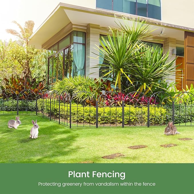 Garden Fences Animal Barrier, 12.55"*16.48" Black Garden Border Fencing, Arched Rustproof Metal No Dig Fence for Dogs, Outdoor Fence, Dog Fencing for Yard, Flower Bed (Medium 19 Pcs)