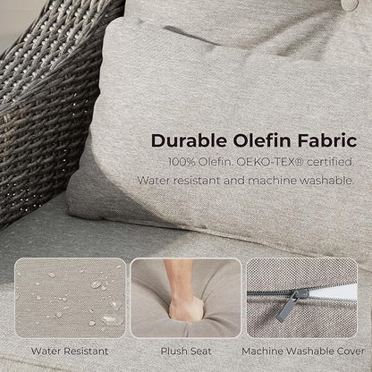 CHITA 2 Pieces Patio Wicker Chairs, 360° Rocking Swivels Outdoor Rattan Chair with Thickened Cushions for Backyard, Poolside, Garden or Porch