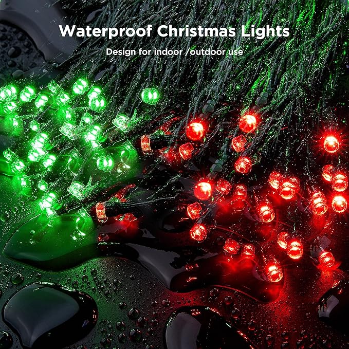 BlcTec Christmas Lights Indoor Outdoor 300 LED 108FT UL Certified Christmas Tree Lights with 8 Modes, Waterproof, Timer, End to End Connectable String Light for Trees, Patio Xmas Decor, Red Green