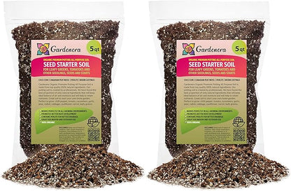 Premium Organic Seed Starter Soil - 10 Quart - All-Purpose Organic Potting Soil for Happy Seedlings and Plants by Gardenera (2 Bags of 5 Quart)