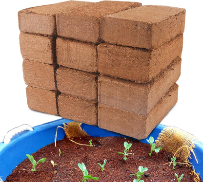 Coco Coir for Organic Coconut Coir- 12 Pack Coco Coir Brick- Coconut Soil with Low EC & PH Balance-Coco Fiber for Herbs& Flowers- High Expansion-Renewable Coco Soil for Planting