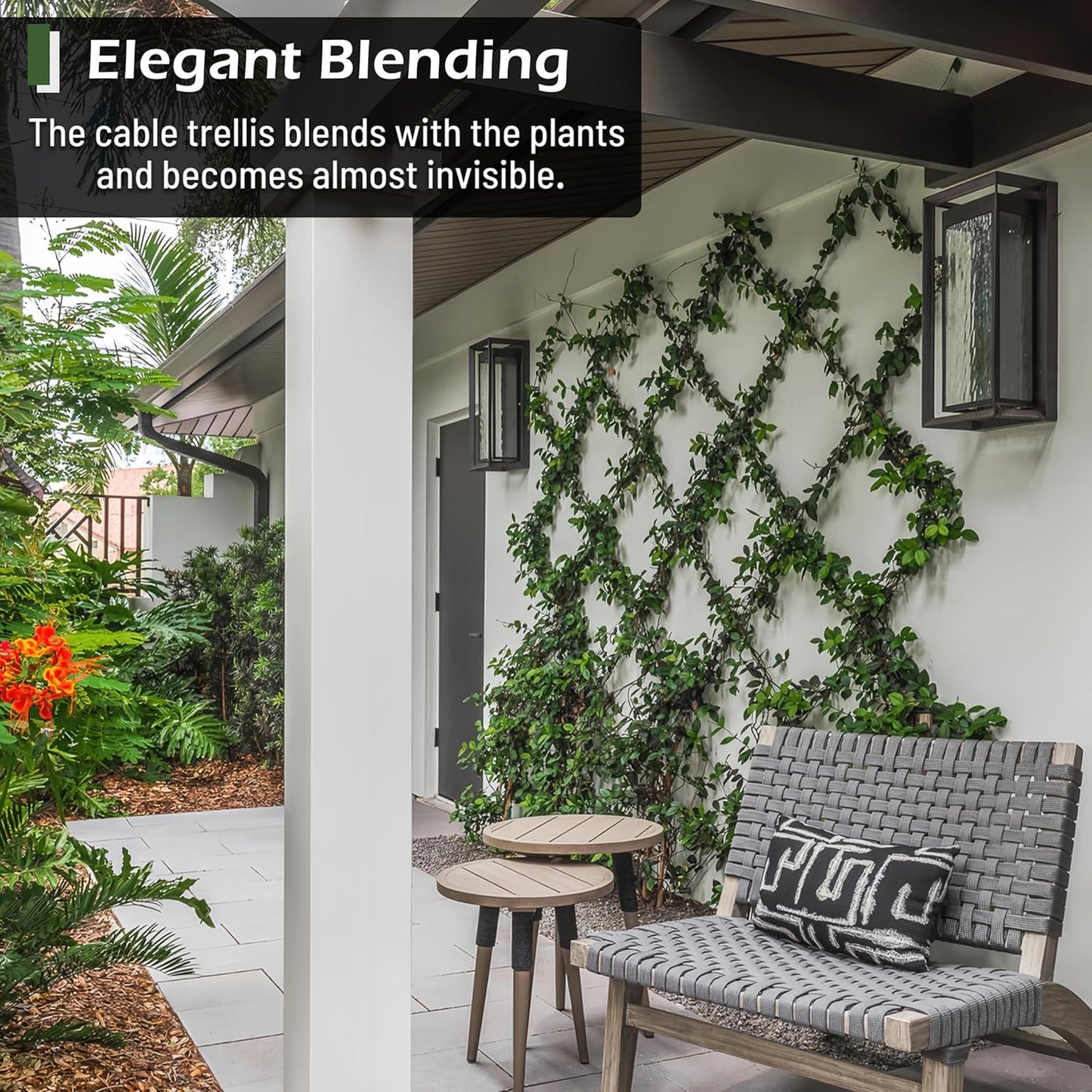 Wire Trellis for Climbing Plants Outdoor, 20-Set Wall Wire Trellis Kit with 1/8in x 98ft Stainless Steel Cable, T316 Espalier System for Fence and Garden DIY Projects