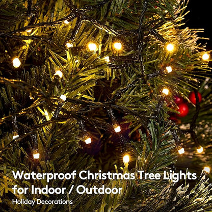 BlcTec Warm White Christmas Lights, 300 LED 108FT Christmas Tree Lights with 8 Modes, Waterproof, UL Certified, Timer, Memory, End to End Connectable String Lights for Indoor Outdoor Xmas Decorations
