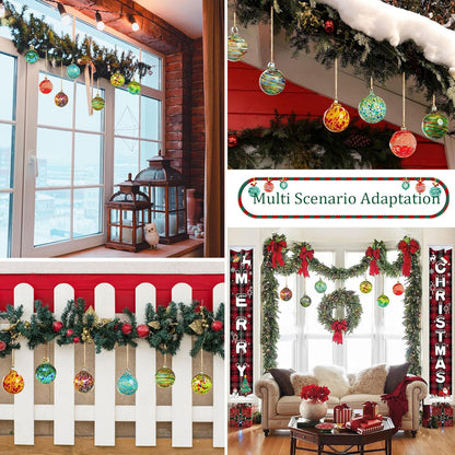 12 Pcs 2.3 Inch Christmas Ball Ornaments Hand Blown Glass Ornaments for Christmas Tree Gazing Balls Friendship Witch Balls