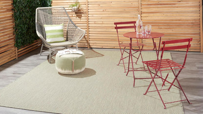 Nourison Courtyard Indoor/Outdoor Ivory Green 8' x 10' Area Rug, Geometric, Easy Cleaning, Non Shedding, Bed Room, Living Room, Dining Room, Deck, Patio, Backyard (8x10)