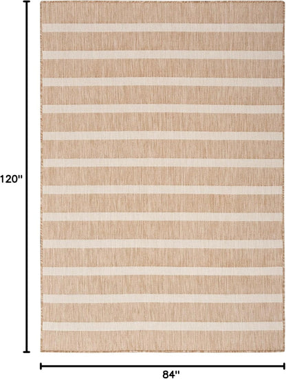 Nourison Home Positano Indoor/Outdoor Beige Ivory 7' x 10' Area Rug, Easy Cleaning, Non Shedding, Bed Room, Living Room, Dining Room, Deck, Backyard, Patio (7x10)