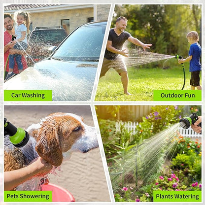 NEXCOVER Garden Hose Nozzle Sprayer - 7 Adjustable Watering Patterns Nozzle for Water Hose, Non-Slip Garden Spray Nozzle for Car Washing, Watering Plants, Pets Showering, Lawns Cleaning, Green