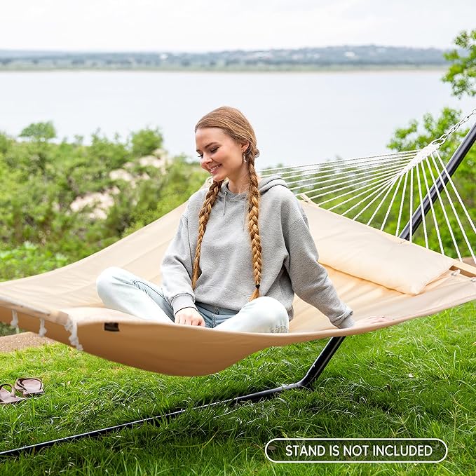 SUNCREAT Hammocks Replacement Hammock for Stand, 475 lbs Capacity, Two Person Backyard Hammock for Outside, Beige