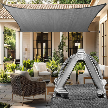 Royal Shade Heavy Duty 16' x 16' Grey Square Pro Ring Shade Sail, 260 GSM Commercial Grade UPF50 Sunshade, Reinforced Corners & Edges -5Years Warranty (We Make Custom Size)