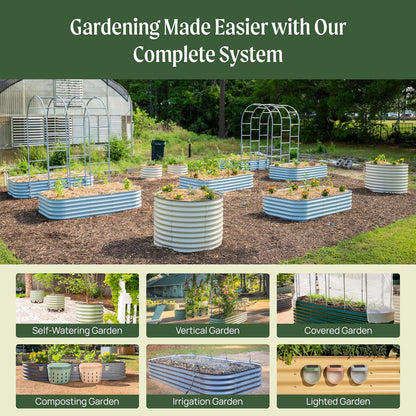 Vego garden 17" Tall 42" Round Raised Garden Bed Metal Raised Bed Planter Box for Vegetables Flowers Patio, Pearl White