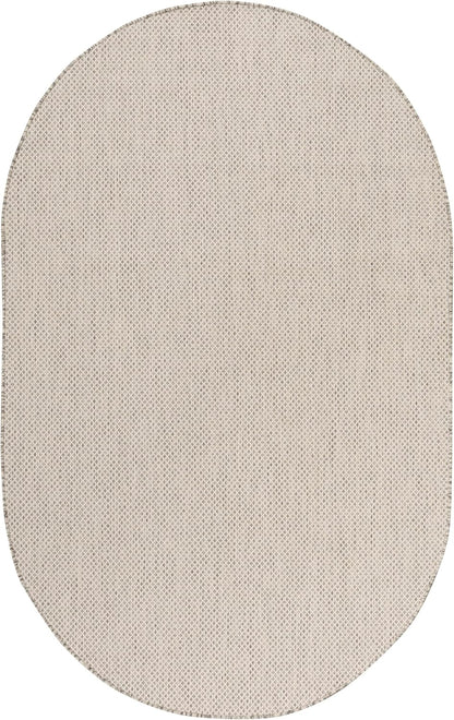 Nourison Home Courtyard Indoor/Outdoor Ivory Silver 3' x 5' Oval Area Rug, Easy Cleaning, Non Shedding, Bed Room, Living Room, Dining Room, Backyard, Deck, Patio (3x5)