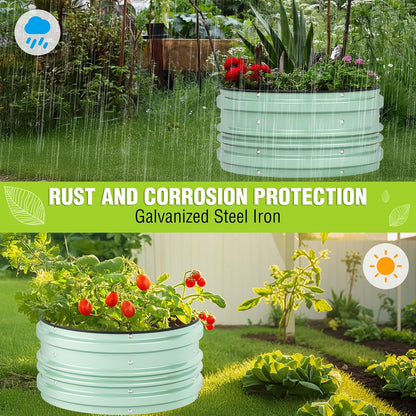 WORKPRO 3Pcs 2x2x1ft Galvanized Raised Garden Bed Set, Rust & Corrosion Protection, Easy Assembly, Safe Edge, Ideal for Vegetables & Flowers, Green