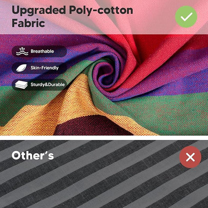 SUNCREAT Hammocks for Outside, Portable Heavy Duty Tree Hammock, Red Stripes