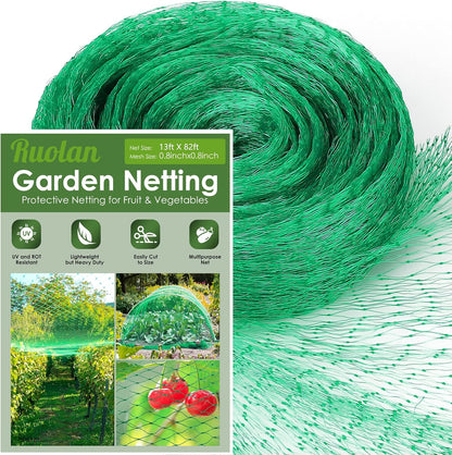 Ruolan Bird Netting for Garden Protect Vegetable Plants and Fruit Trees13X82Ft,Plastic Trellis Netting for Birds, Deer,Squirrels and Other Animals